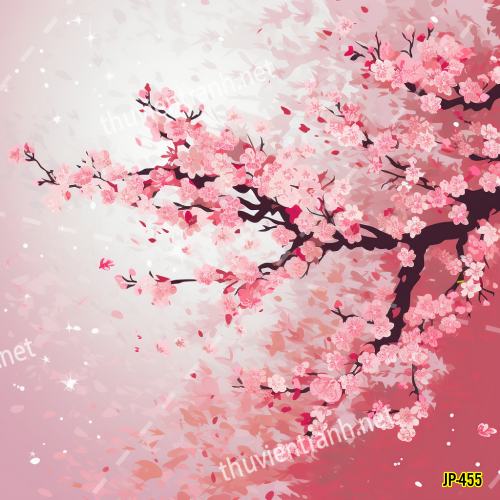 Tranh dán tường hoa anh đào-JP-455 - Tranh tường chất lượng cao